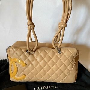 Chanel Beige Quilted Cambon Bowler Bag